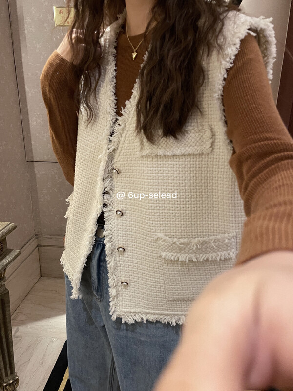New in autumn! [6-UP] Fashionable pure color small fragrance vest 69071# CQW