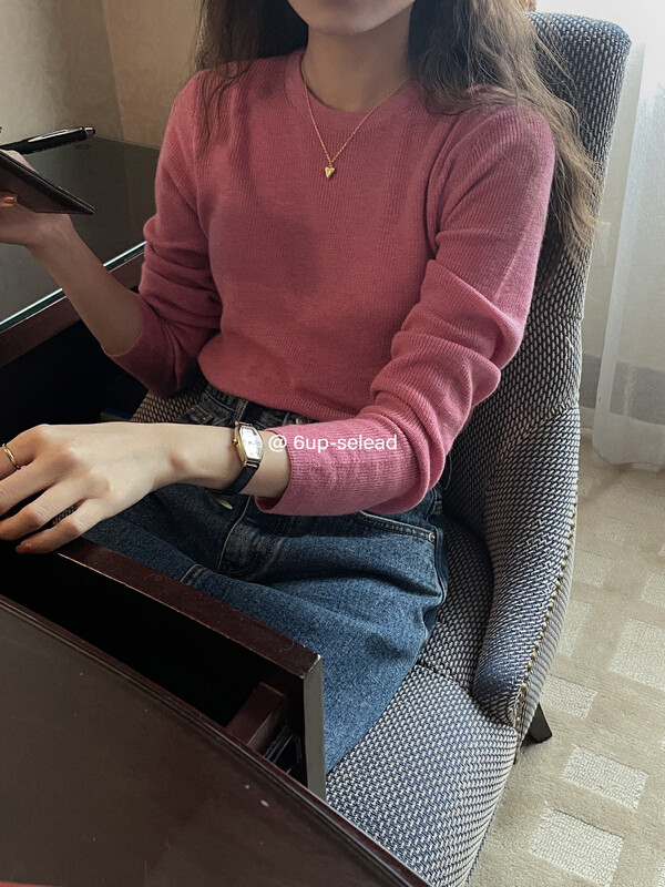 New in early autumn! [6-UP] Korean version of the slim round neck sweater (including 10% wool) 69102# CQW