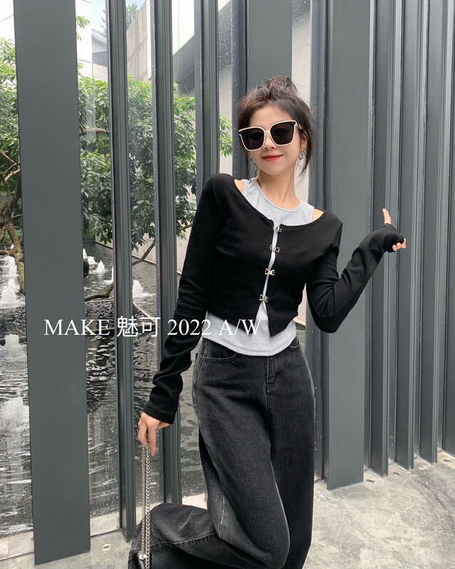 Autumn models are new! [MAKE Charm] temperament women's two-piece fake two-piece shirts 8965# OZQ