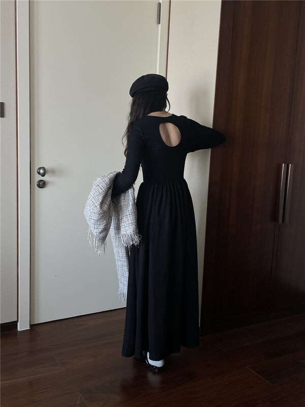 New in early autumn! [TN] Waist, temperament, thin, round neck and backless design dress YS1-L8069# CLS