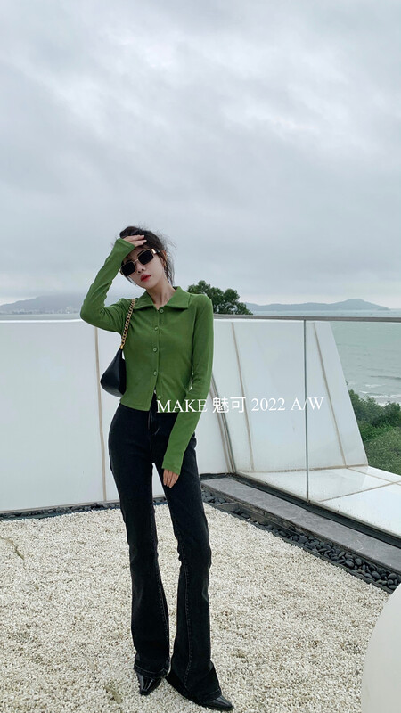 Original price 43.99! New in autumn! [MAKE Charm] temperament solid color all-match small shirt 3392# OZQ