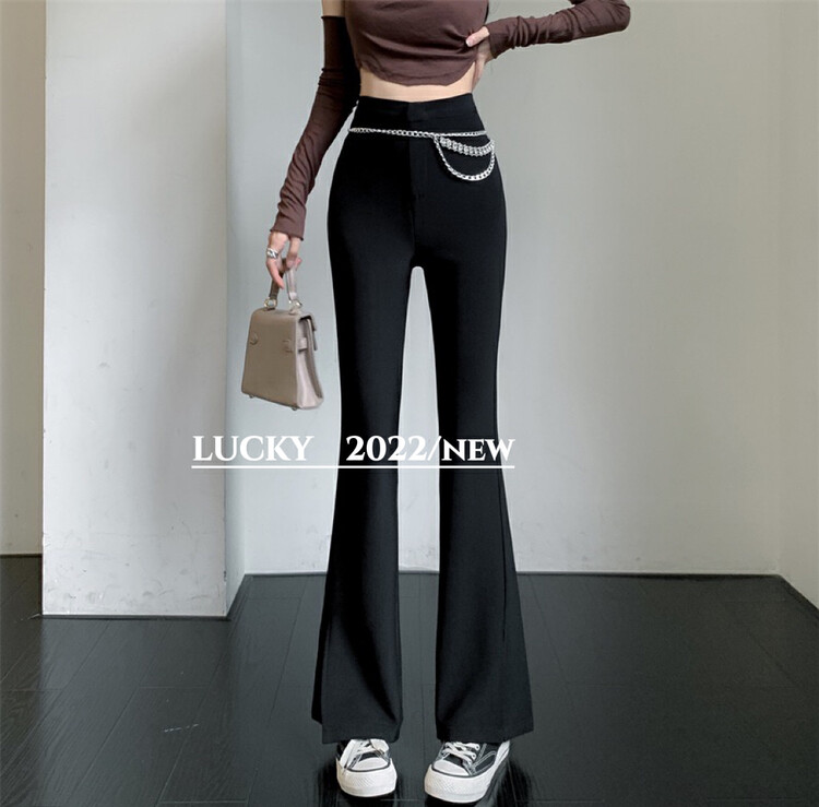 New in early autumn! [LUCKY] Temperament, drape, all-match slits, micro-bladed casual pants (with chain) 1204# ZXX