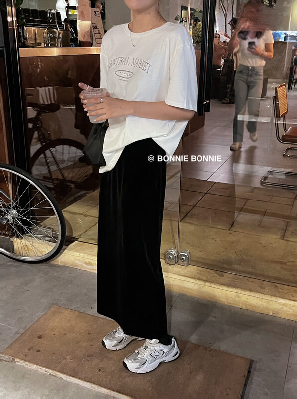 Autumn is new!【BONNIE】High waist slit temperament skirt 2546# XYJ