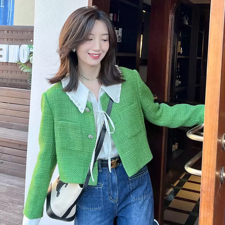 New in autumn! [L.L STUDIO] Xiaoxiangfeng thin breasted short coat 78059# PCZ