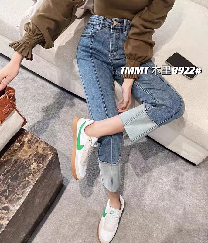 New in early autumn! [JIAJIATMMT Muli] stitching and flanging stitching jeans 8922# L