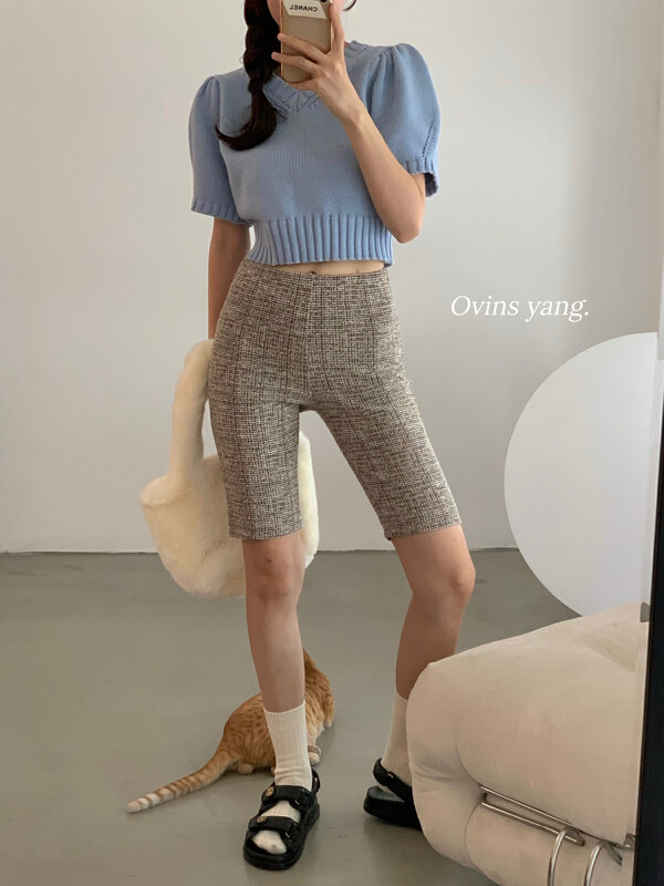 【OVINSYANG】Woven Fabric French Tights Casual Pants 8907