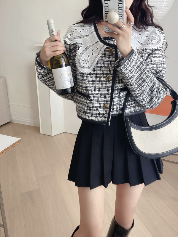 Autumn is new! [JH] Net red with the same paragraph Xiaoxiang short jacket + pleated skirt suit (only selling suits) 42948# PCZ