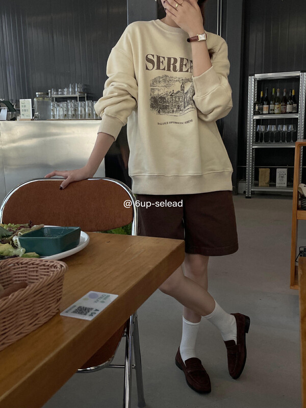 Autumn is new! [6-UP] Korean loose printed fleece sweater 69267# CQW