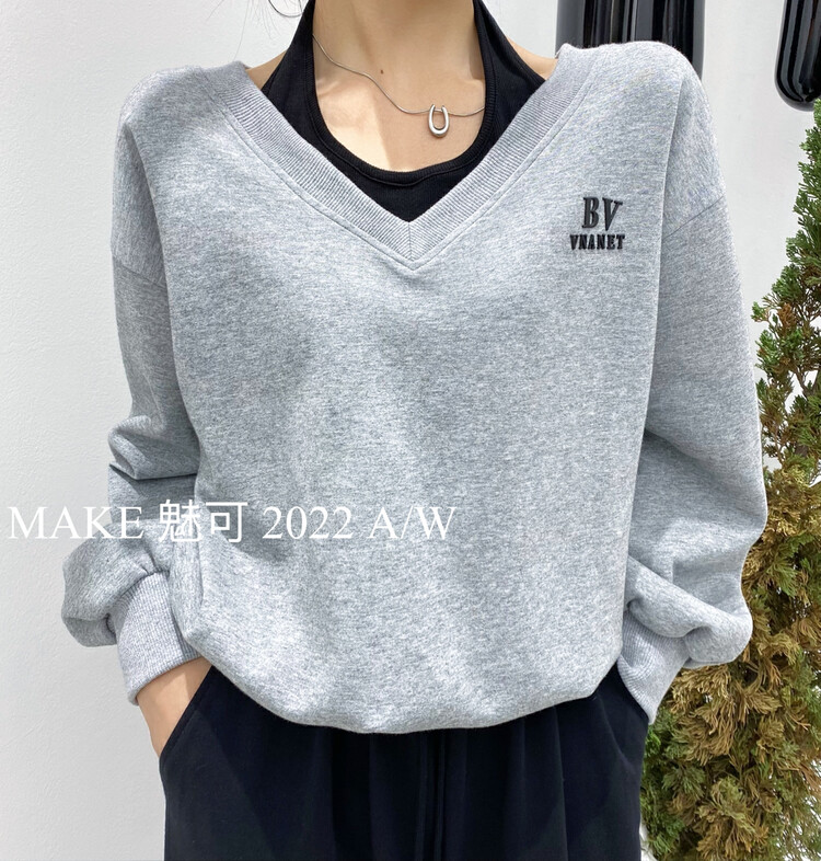 New in autumn! [MAKE] high-end atmosphere halter vest stitching fake two-piece sweater 50359# OZQ