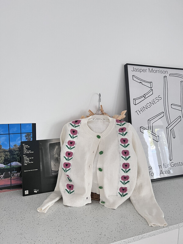 【FEI MAO】New design niche jacquard long-sleeved knitted cardigan sweater sweater Z-3099
