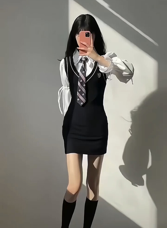 Autumn is new! [JH] Net red drawstring shirt + college style slim vest dress suit (with tie) 42660# PCZ