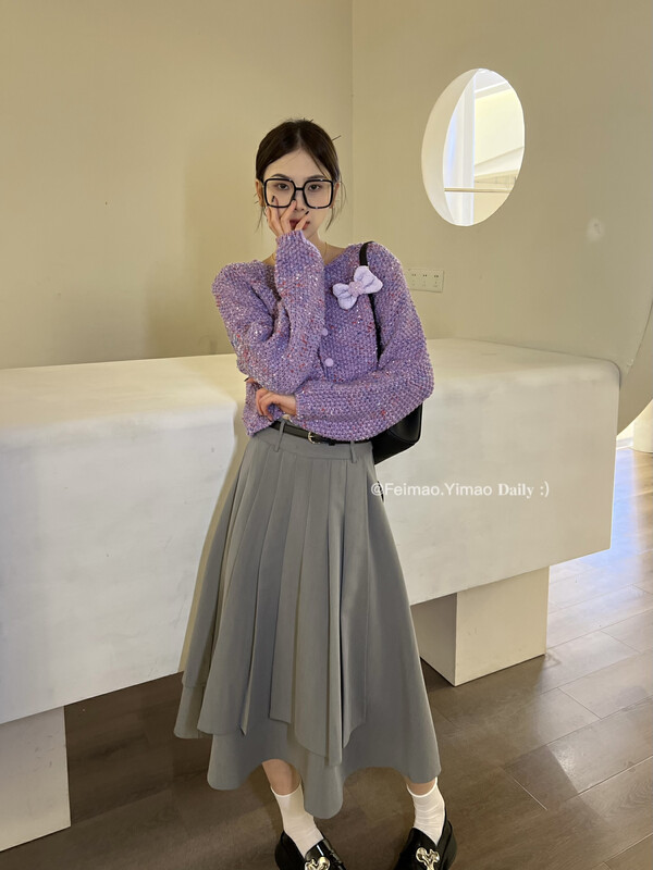 【FEI MAO】Fashionable round neck temperament sweet three-dimensional flower warm sweater Z-5403# CQW