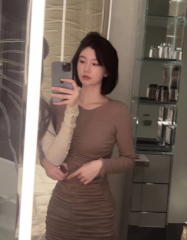 New in autumn! [JH] Net red pleated simple dress (without matching) T54# PCZ