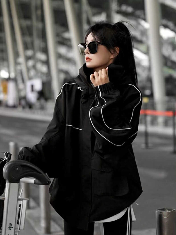 New in Autumn! [JH] Casual Loose Hooded Letter Short Jacket 42930# PCZ