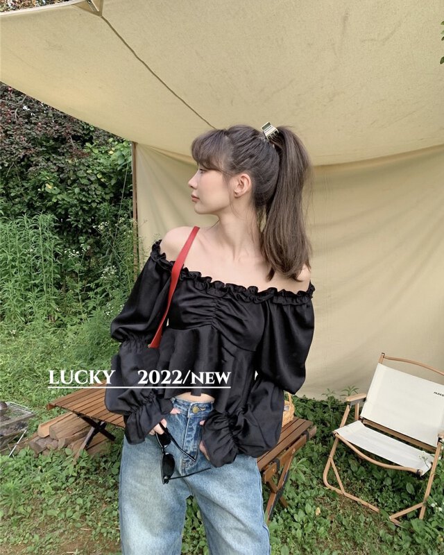 New in autumn! [LUCKY] French style square collar shirt 9496# ZXX