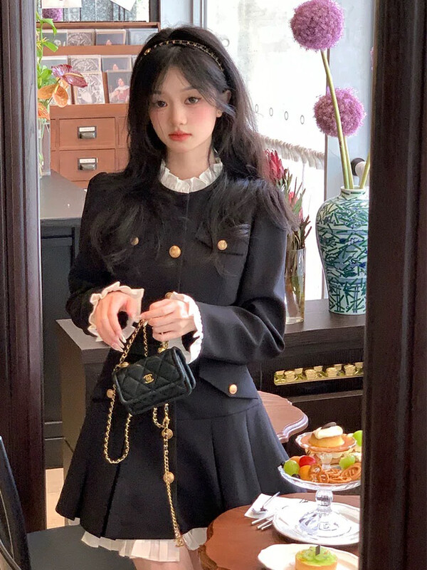 Autumn is new! [JH] Net red Xiaoxiang contrast color pleated dress (with belt) (only sell dress) 42946# PCZ