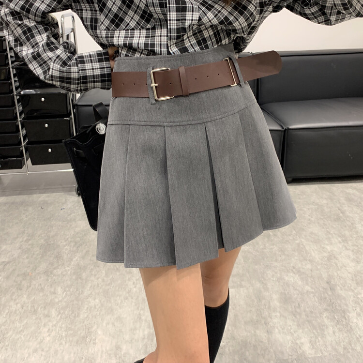 New in autumn!【VANESSA】High waist pleated slim skirt (with belt) 6820# OZQ