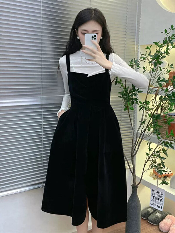 Autumn is new! [L.L STUDIO] high-neck bottoming shirt + suspender dress suit 78003# PCZ