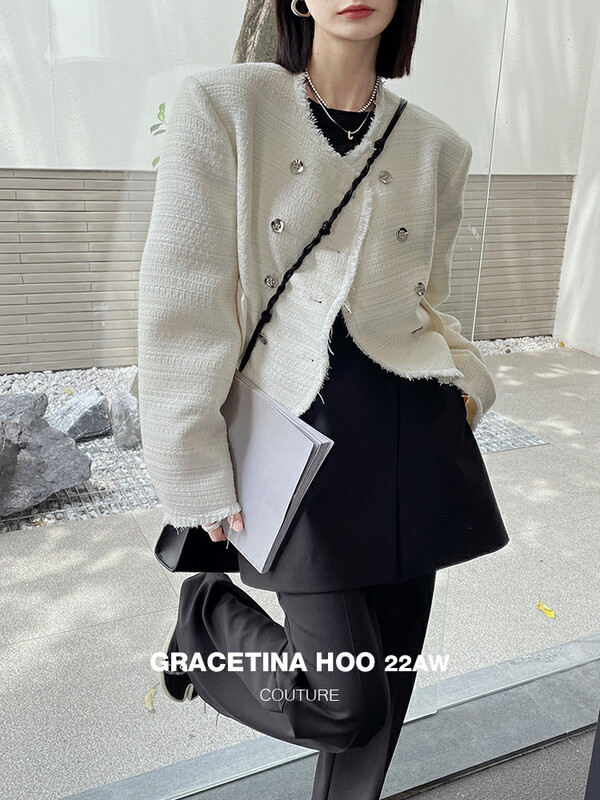 【GRACETINA HOO】Small fragrant style woolen design short coat WT592# CQW