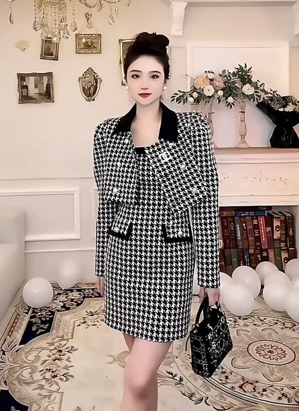 Autumn is new! [JH] Xiaoxiang houndstooth coat + suspender dress suit (only for suits) 42788# PCZ