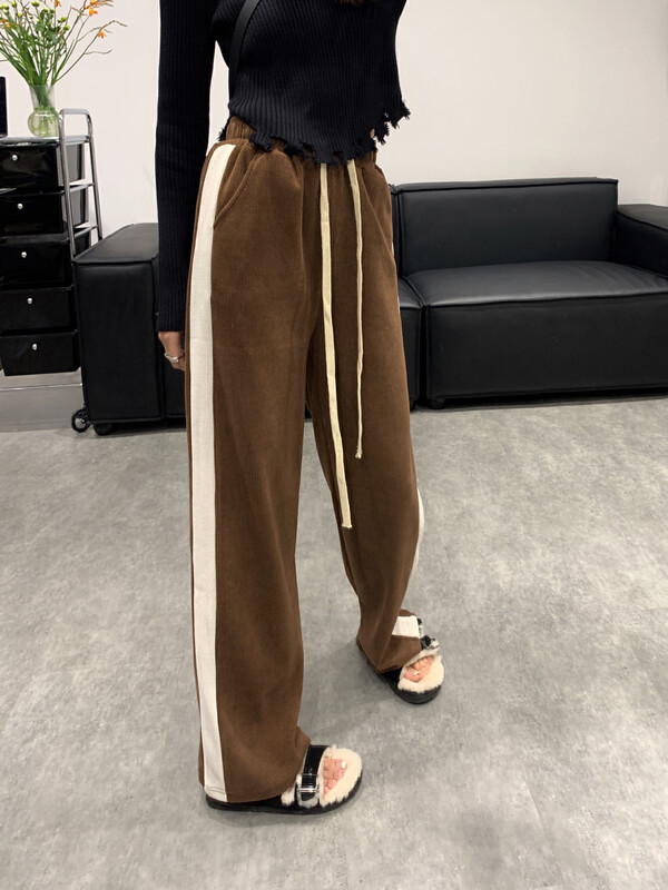 New in autumn! [VANESSA] Drawstring Straight Colorblock Casual Pants 6843# OZQ