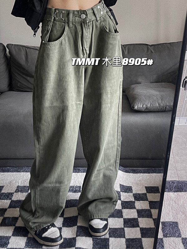 New in early autumn! [JIAJIATMMT Muli] High-waisted wide-leg pants commuting street mopping jeans J8905# L