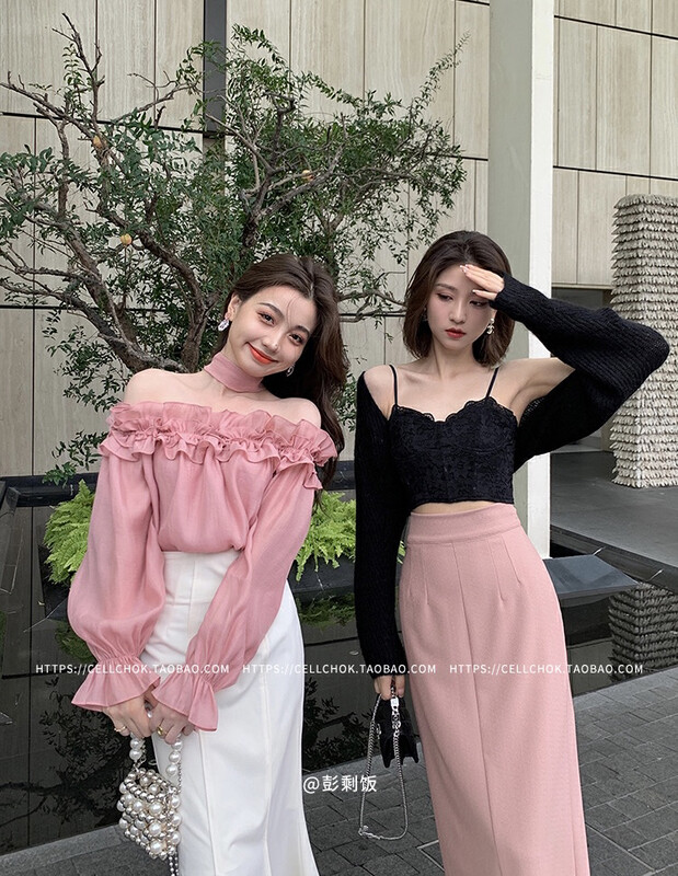 New in autumn!【LUCKY】French ruffled one-shoulder shirt (with belt) 9511# ZXX