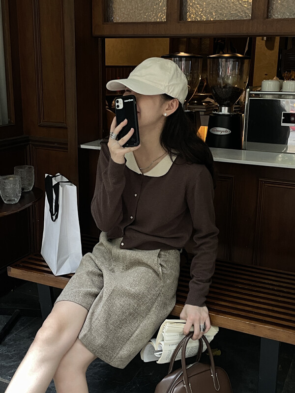 New in autumn! [TN] Simple color matching versatile knitted cardigan 9190# CLS