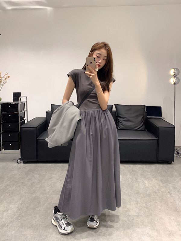 New in autumn! [VANESSA] stitching design temperament mid-neck slim waist dress 6798# OZQ