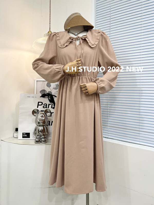 New in autumn! [JH] Net red doll collar solid color dress 42964# PCZ