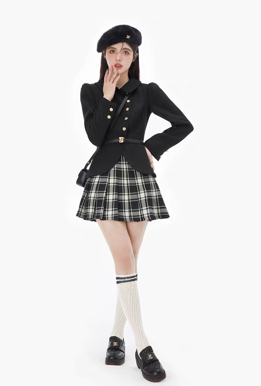 Autumn is new! [L.L STUDIO] temperament girl small fragrance coat + high waist slim skirt suit (with belt) 78073# PCZ