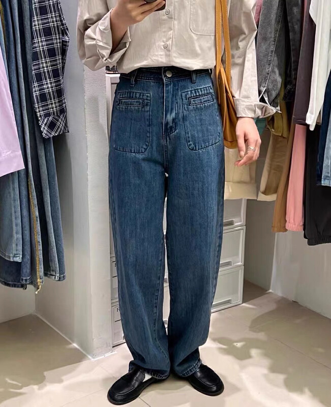 New in autumn! [JIAJIATMMT Muli] Wide-leg jeans with double front pockets 8977# L