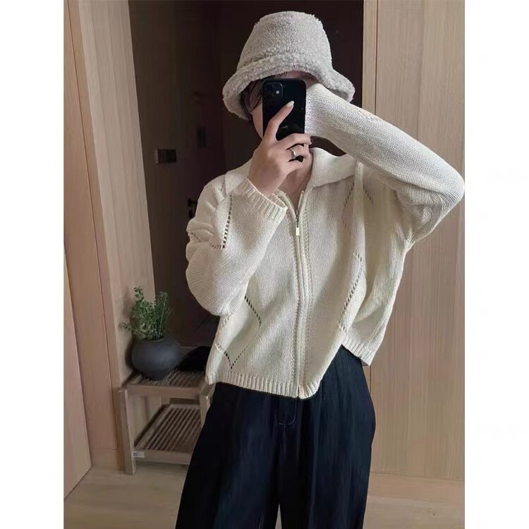 New in autumn! [ARE YOU] zipper loose and comfortable knitted cardigan 257# L