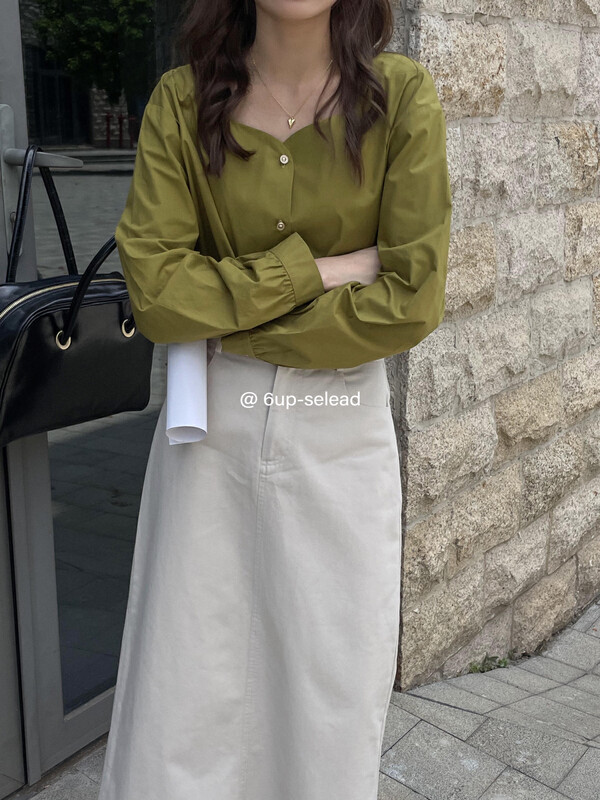 New in autumn! [6-UP] Korean style square collar shirt 69200# CQW