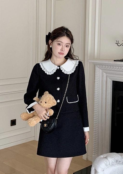 New in early autumn! [JH] Online doll collar Xiaoxiang short coat + thin solid color skirt suit 42695# PCZ