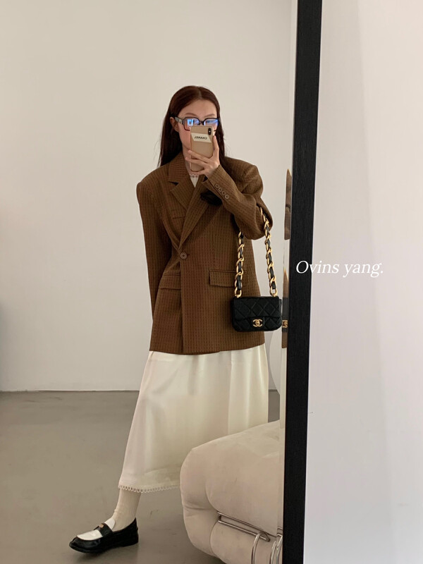 [OVINSYANG] Back split retro suit suit long-sleeved suit jacket 8899