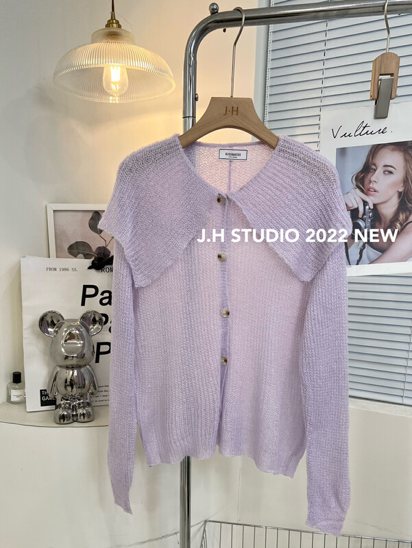 New in autumn! [JH] Net red navy collar simple knitted cardigan T50# PCZ