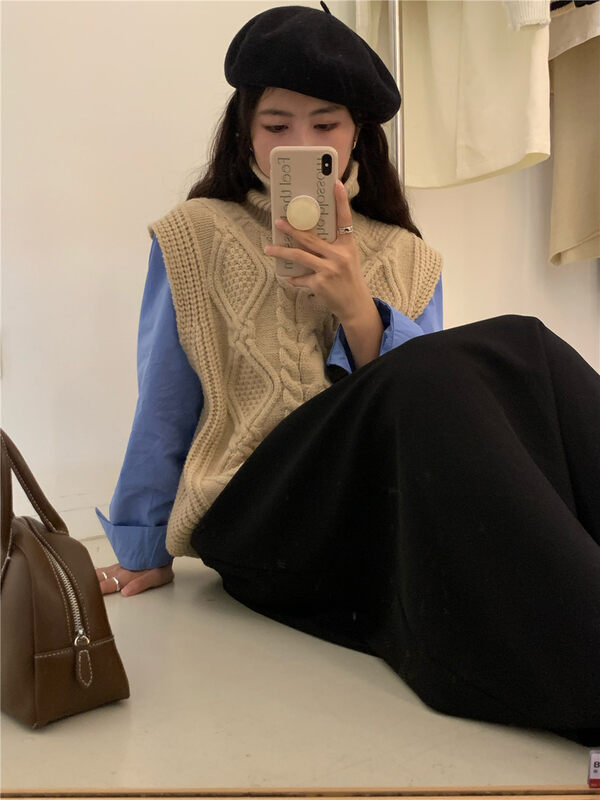 New in autumn!【ARE YOU】Sleeveless all-match slim waist vest 266# L