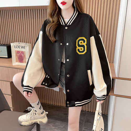 Real shooting back collar cotton large size jacquard baseball uniform  autumn and winter new all-match fashion cardigan sweater