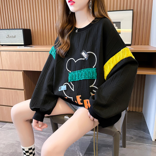 Real shooting back collar cotton large size 100 polyester jacquard  autumn and winter new all-match fashion sweater