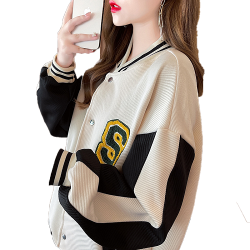 Real shooting back collar cotton large size jacquard baseball uniform  autumn and winter new all-match fashion cardigan sweater