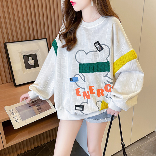 Real shooting back collar cotton large size 100 polyester jacquard  autumn and winter new all-match fashion sweater