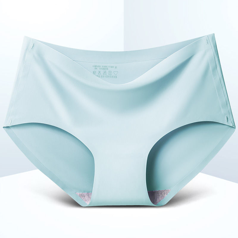 [4-pack] One-piece ice silk seamless panties female sexy Korean version mid-waist elastic large size briefs head summer