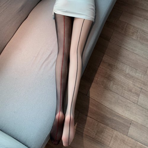 Real price real shot sexy front and back two wearing vertical black stockings through meat bottoming socks pantyhose women