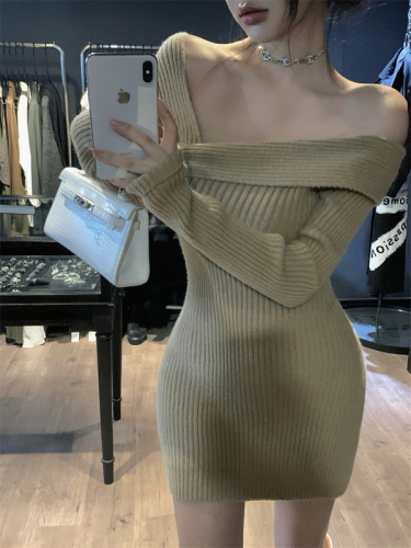 Real shooting real price Pure desire autumn and winter sexy slim slim knitted dress for women