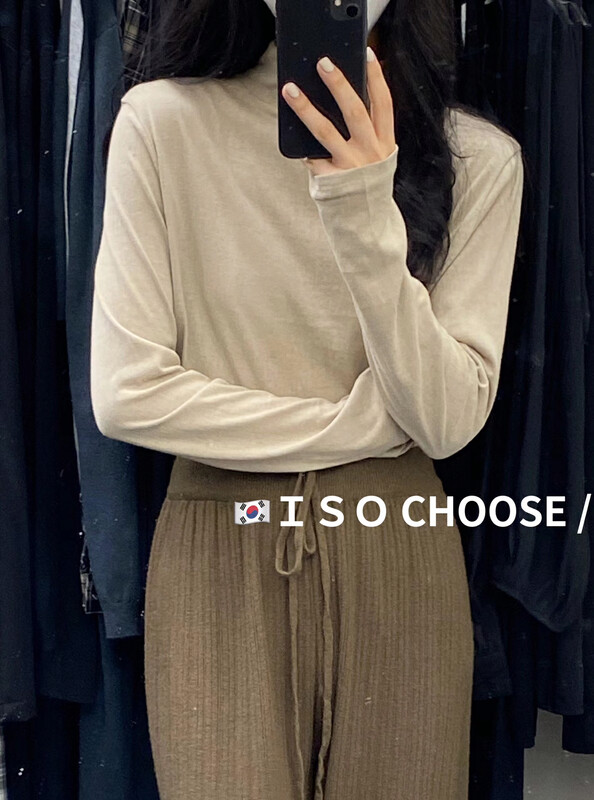 New in autumn! [ISO Korean series] Simple casual half turtleneck solid color bottoming shirt 66537# HJY