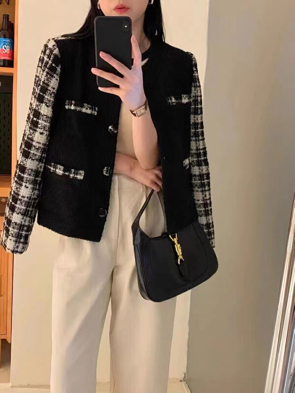New in Autumn! [RS] Retro Plaid Small Fragrance Short Jacket LL0133# FHX