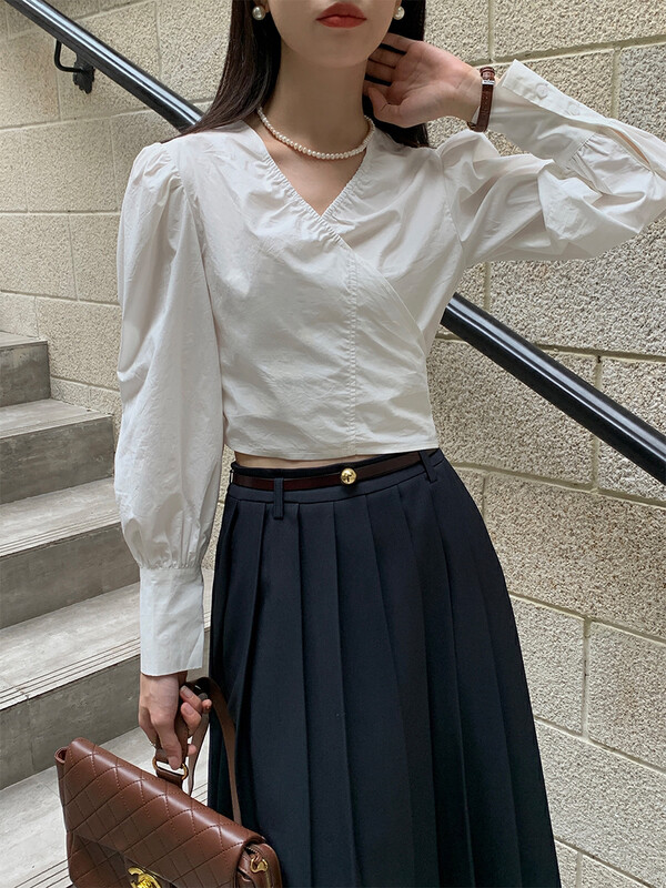 New in autumn!【NEW OPEN】One-piece lace-up high-waisted shirt GY80112# ZXX