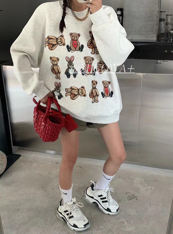 New in autumn! [Strictly selected by buyers - Zhuowa] Bear pattern loose large sweater YS1-5609# CL