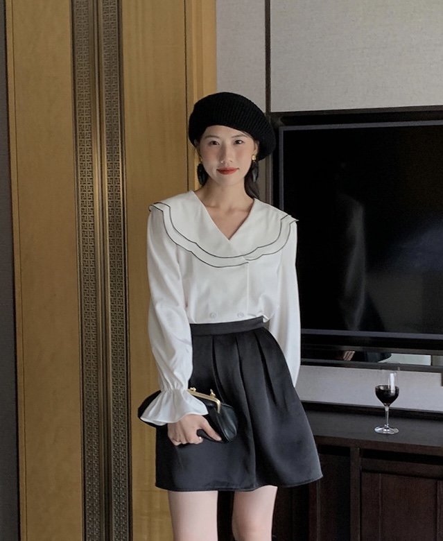 New in autumn!【NEW OPEN】Double-layer ruffled girl's small fresh shirt FY80101# ZXX